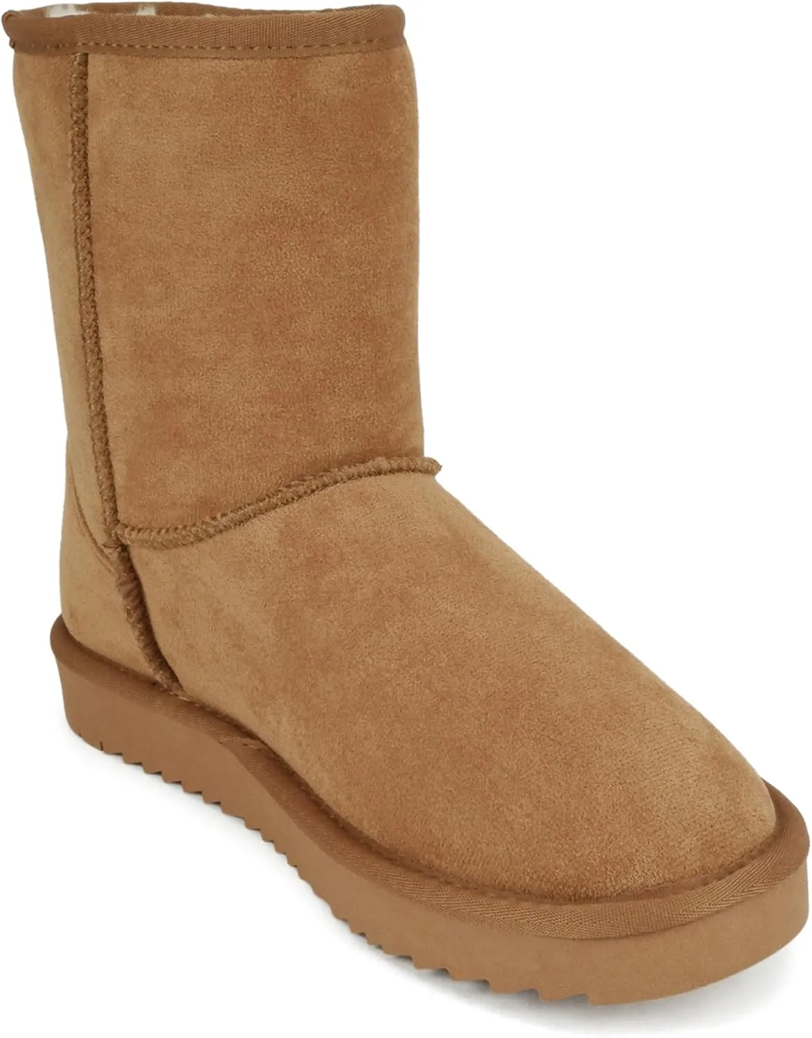 Soda “Kuron” ~ Women Round Toe Lug Sole Low Flatform Sherpa-lined Ankle Boot