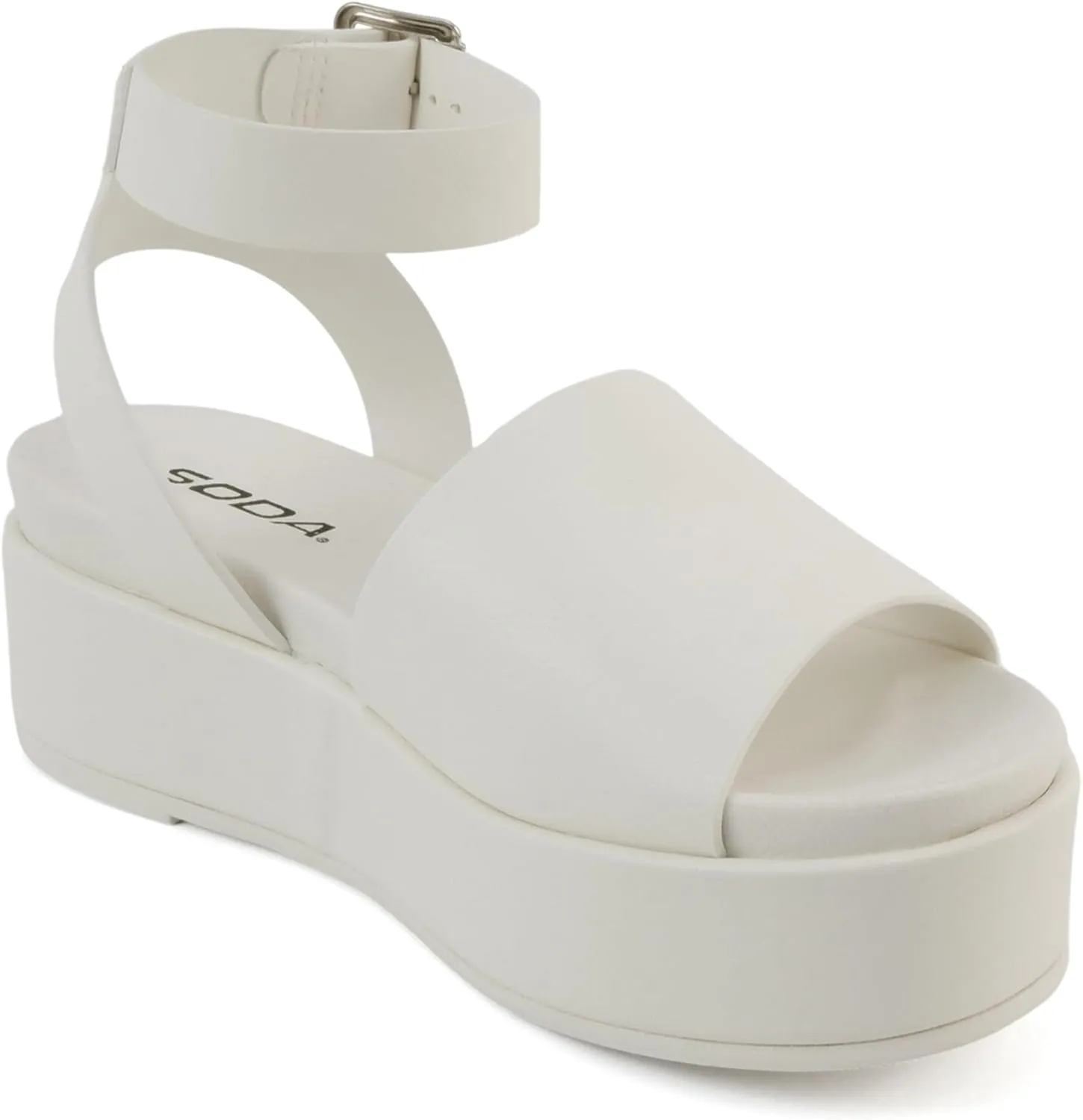 Soda “Magic” ~ Women Round Toe Single Band Platform Sandal with Adjustable Ankle Strap