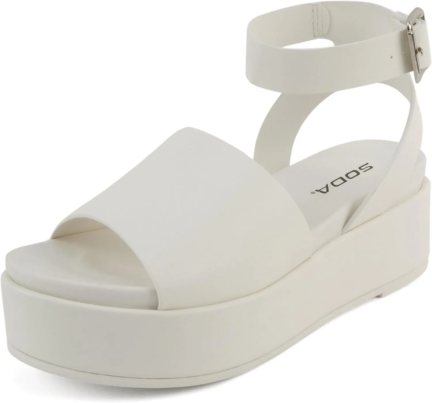Soda “Magic” ~ Women Round Toe Single Band Platform Sandal with Adjustable Ankle Strap