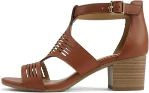 Soda “Norway” ~ Women Open Toe Closed Back Counter Cutout Upper Low Block Heel Sandal with Adjustable Ankle Strap