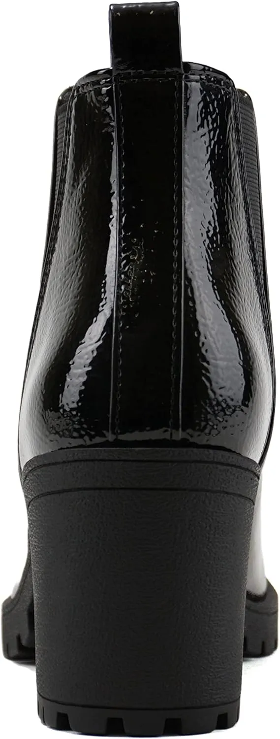 Soda ORIGAMI ~ WOMEN LUG SOLE MID HEEL FASHION ANKLE BOOTIE W/DOUBLE ELASTIC GORE