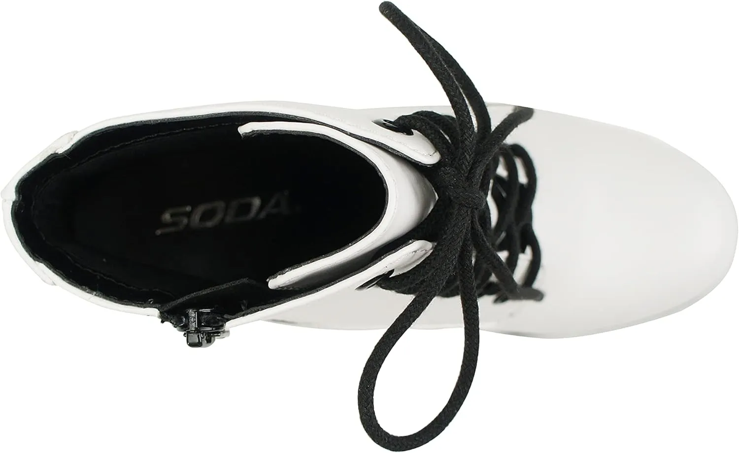 Soda Second Lug Sole Chunky Heel Combat Ankle Bootie Lace up w/Side Zipper
