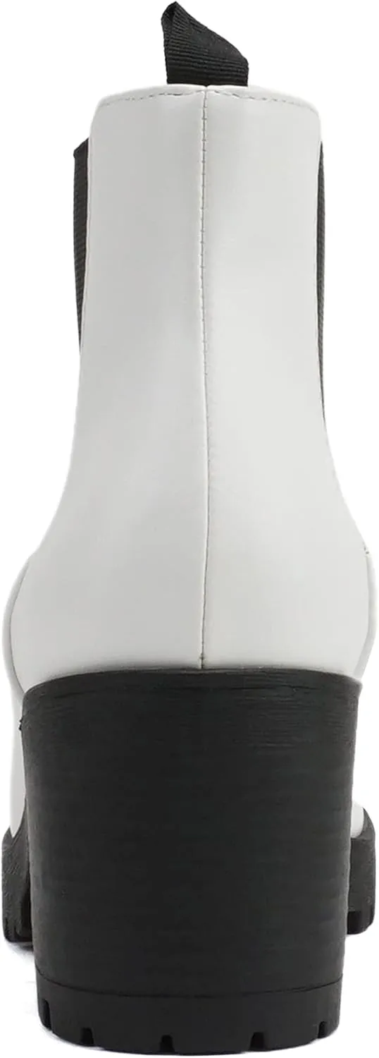 Soda Top Shoes Jaber Ankle Boot w/Lug Sole Elastic Gore and Chunky Heel