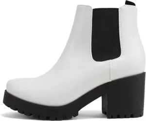 Soda Top Shoes Jaber Ankle Boot w/Lug Sole Elastic Gore and Chunky Heel