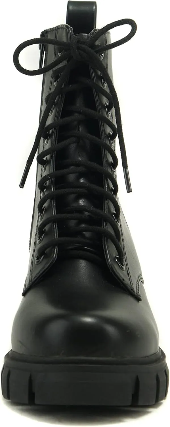 Soda TUNDRA ~ Women Lug Sole Lace up Fashion Combat Ankle Boot w/Side Zipper