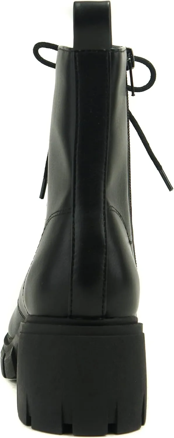 Soda TUNDRA ~ Women Lug Sole Lace up Fashion Combat Ankle Boot w/Side Zipper