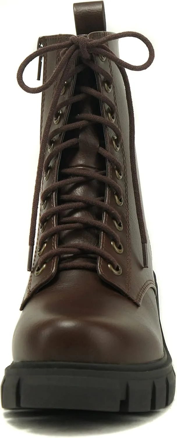 Soda TUNDRA ~ Women Lug Sole Lace up Fashion Combat Ankle Boot w/Side Zipper