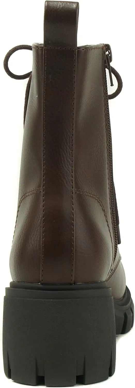 Soda TUNDRA ~ Women Lug Sole Lace up Fashion Combat Ankle Boot w/Side Zipper