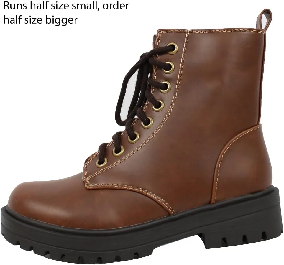 Soda Women's Combat Lace Up Ankle Boot