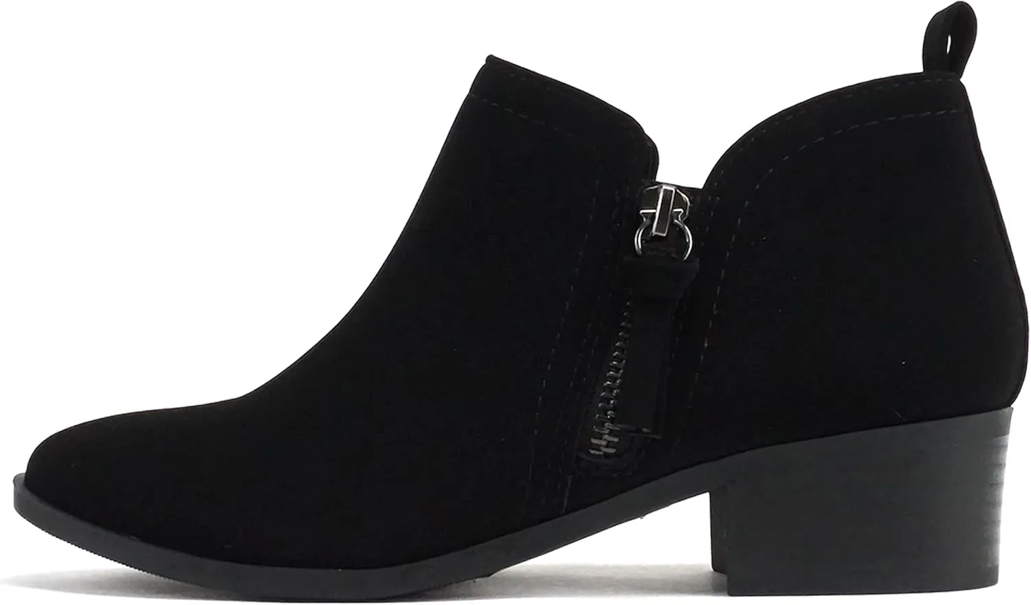 Soda “ZAYNE” ~ Women Round Toe Elastic Side Gore Side Zipper Pull Tab Low Heel Ankle Boot Bootie