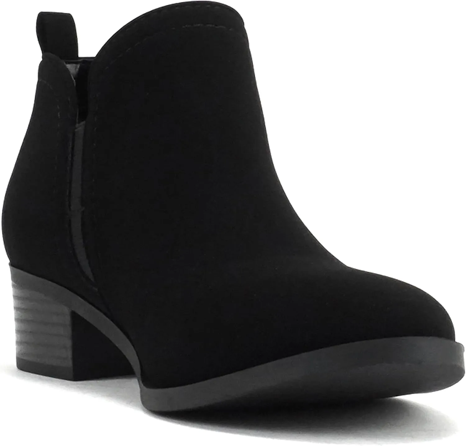 Soda “ZAYNE” ~ Women Round Toe Elastic Side Gore Side Zipper Pull Tab Low Heel Ankle Boot Bootie