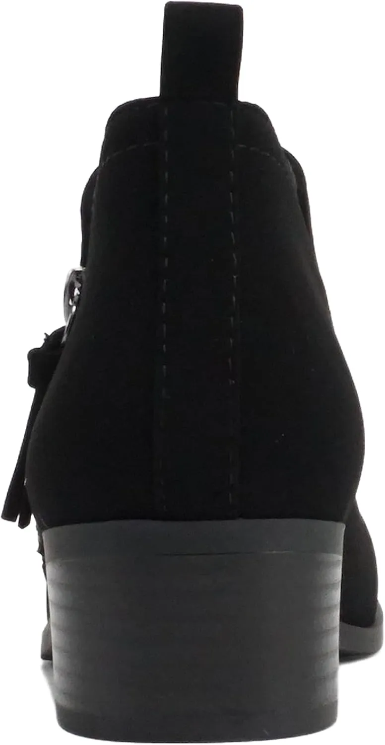 Soda “ZAYNE” ~ Women Round Toe Elastic Side Gore Side Zipper Pull Tab Low Heel Ankle Boot Bootie