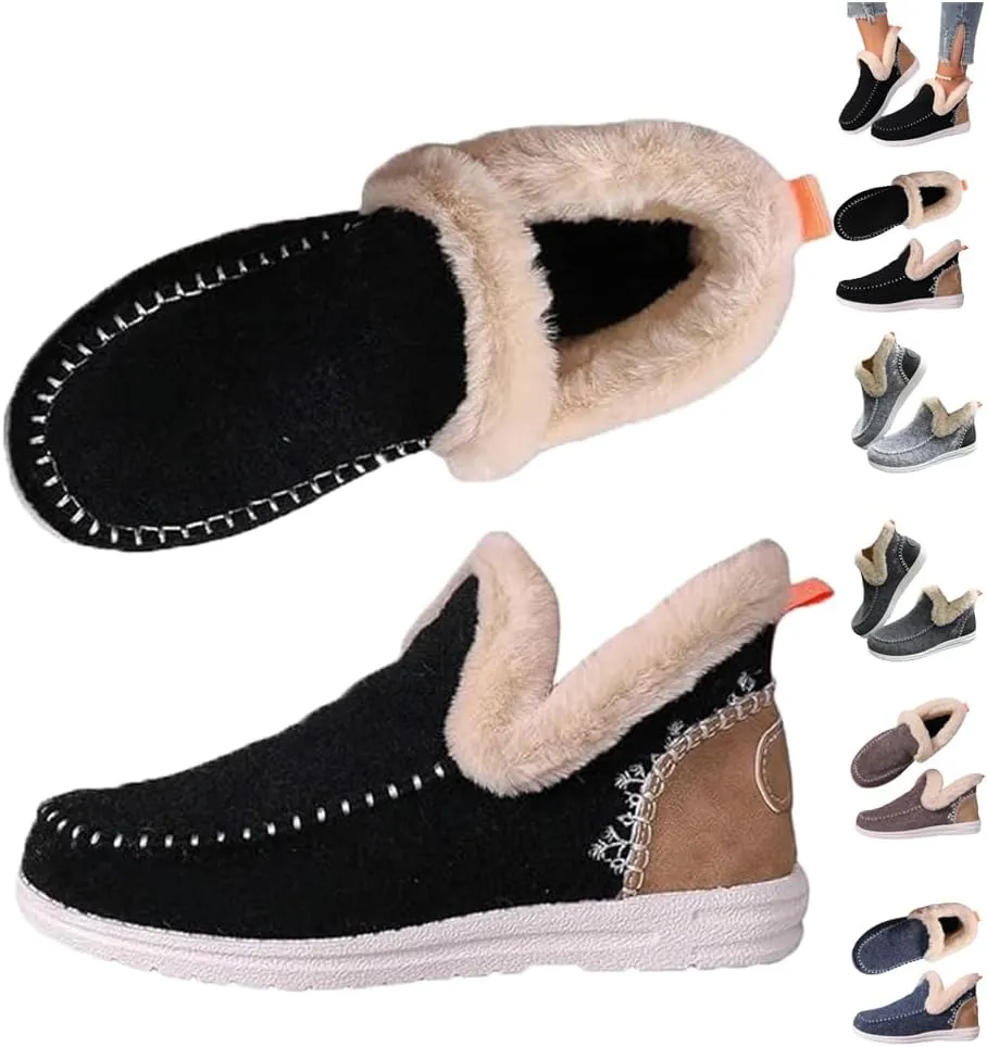 Soft Plush Slip-On Sneakers for Cozy Feet, Soft Plush Sneaker Slippers Warm Cozy Micro Suede Slipper Boots for Women
