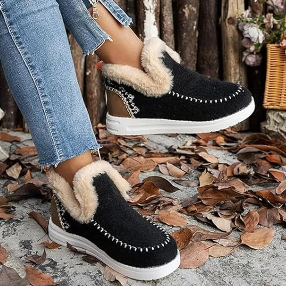 Soft Plush Slip-On Sneakers for Cozy Feet, Soft Plush Sneaker Slippers Warm Cozy Micro Suede Slipper Boots for Women