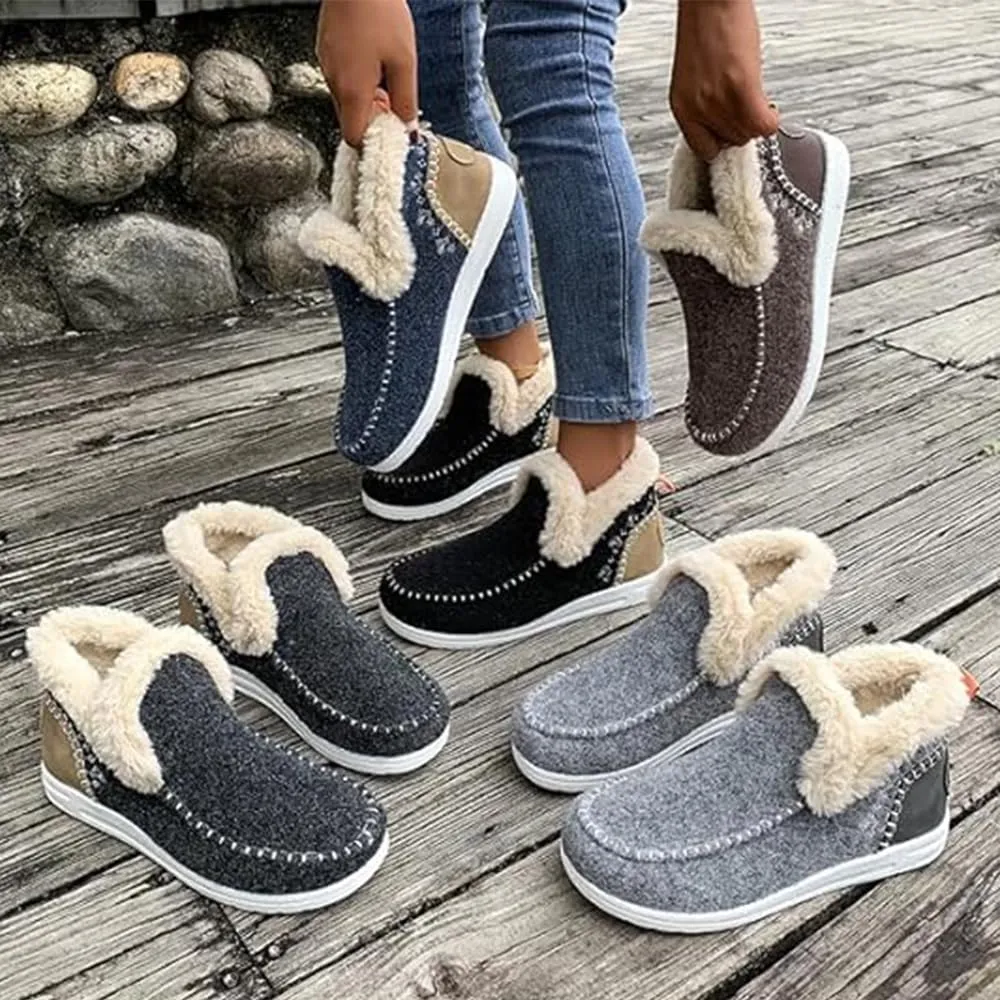 Soft Plush Slip-On Sneakers for Cozy Feet, Soft Plush Sneaker Slippers Warm Cozy Micro Suede Slipper Boots for Women