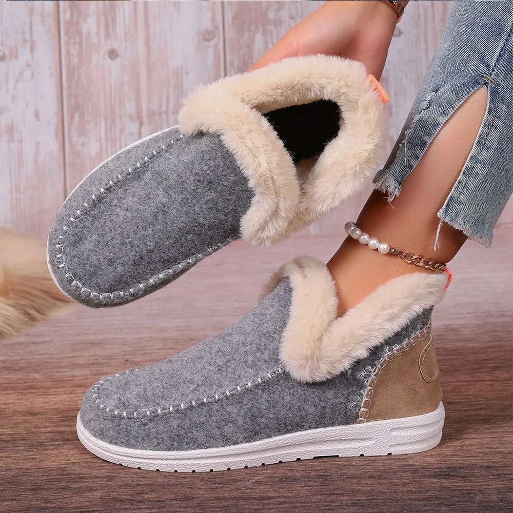 Soft Plush Slip-On Sneakers for Cozy Feet, Soft Plush Sneaker Slippers Warm Cozy Micro Suede Slipper Boots for Women