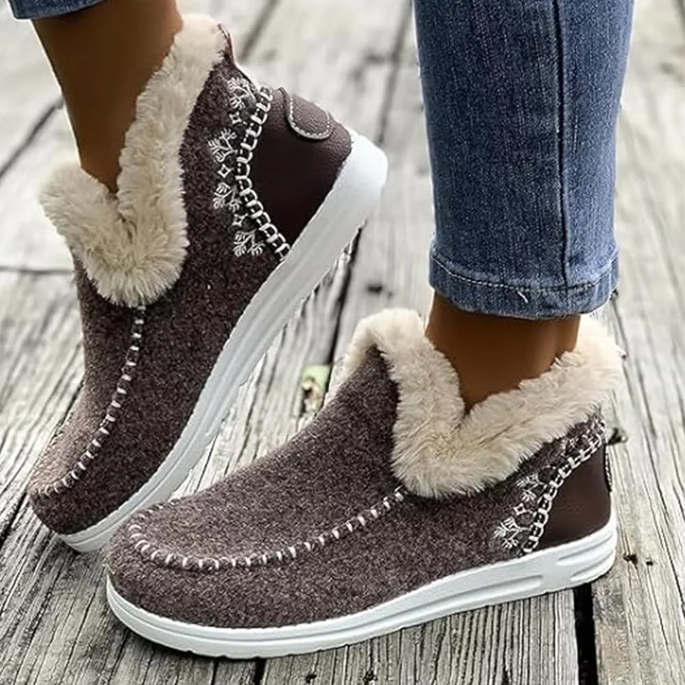 Soft Plush Slip-On Sneakers for Cozy Feet, Soft Plush Sneaker Slippers Warm Cozy Micro Suede Slipper Boots for Women