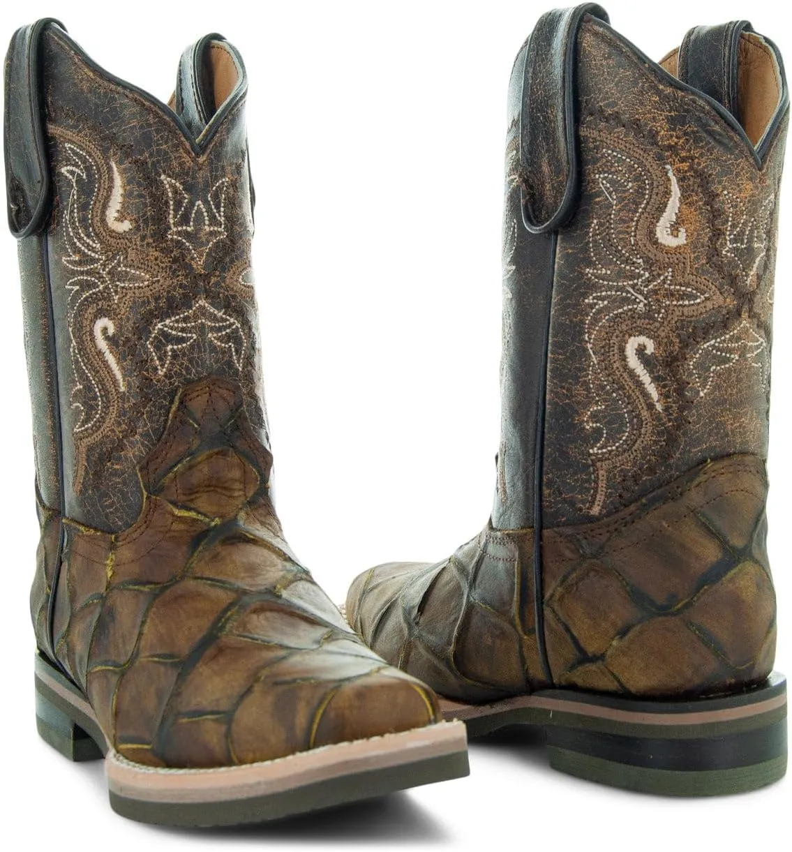 Soto Boots Kids Pirarucu Print Cowboy Boots K4008