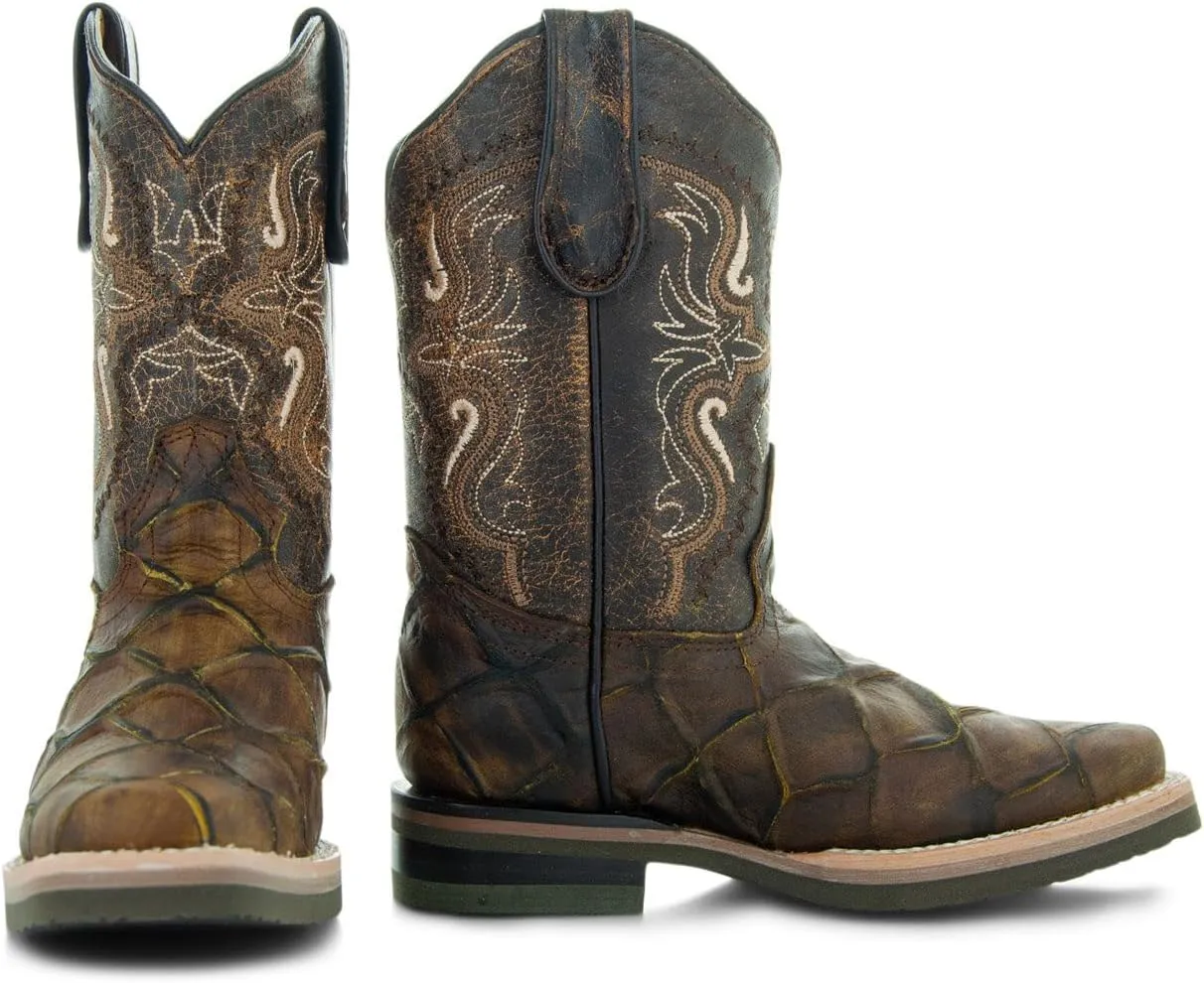 Soto Boots Kids Pirarucu Print Cowboy Boots K4008
