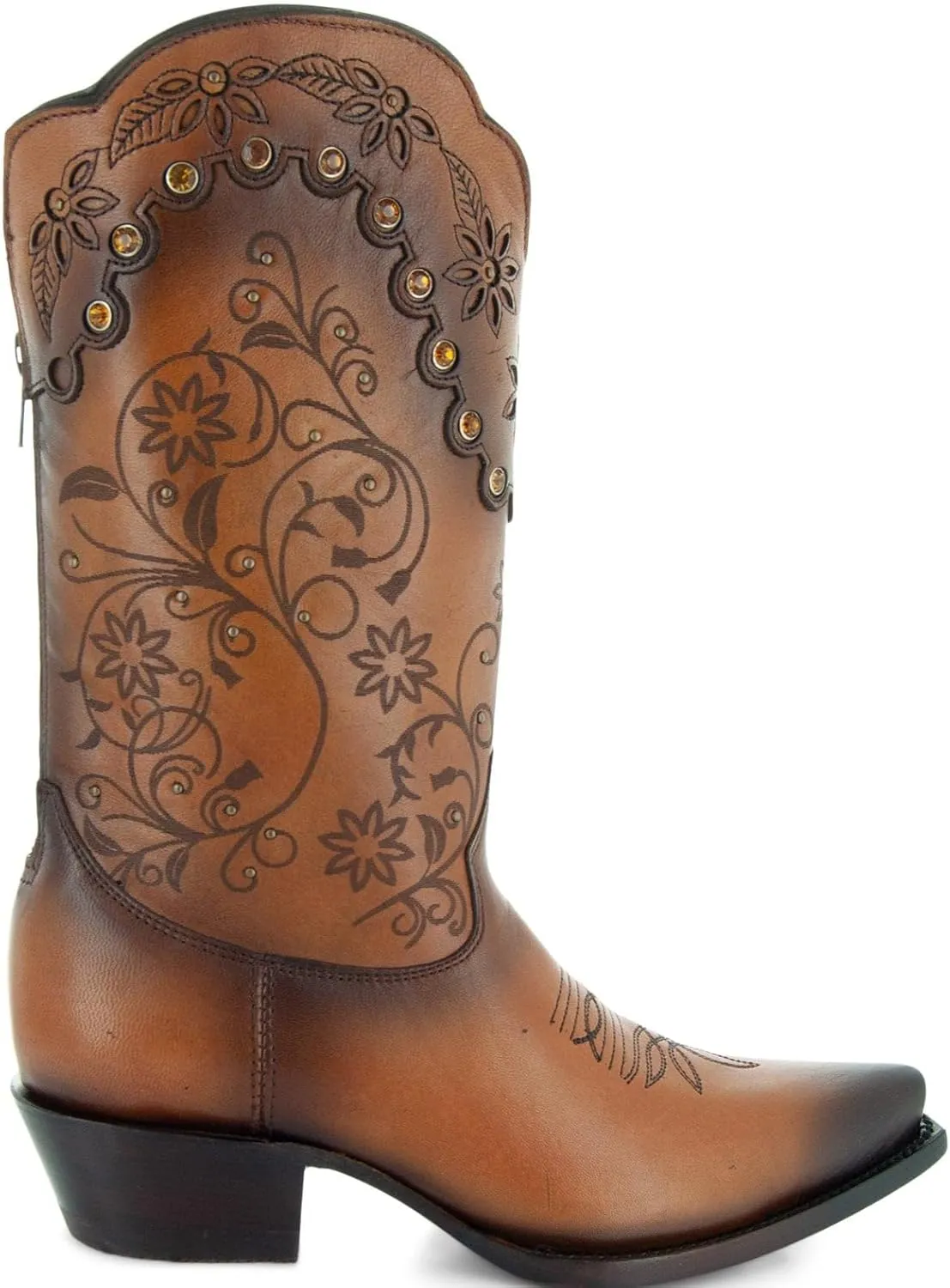 Soto Boots Womens Zippered Burnished Cowgirl Botos M50050