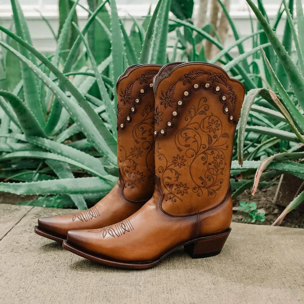 Soto Boots Womens Zippered Burnished Cowgirl Botos M50050
