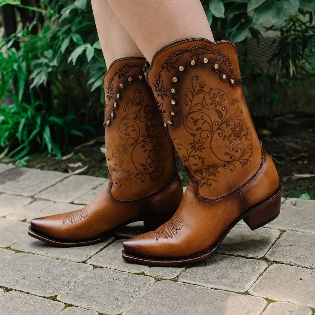 Soto Boots Womens Zippered Burnished Cowgirl Botos M50050