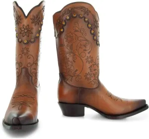 Soto Boots Womens Zippered Burnished Cowgirl Botos M50050