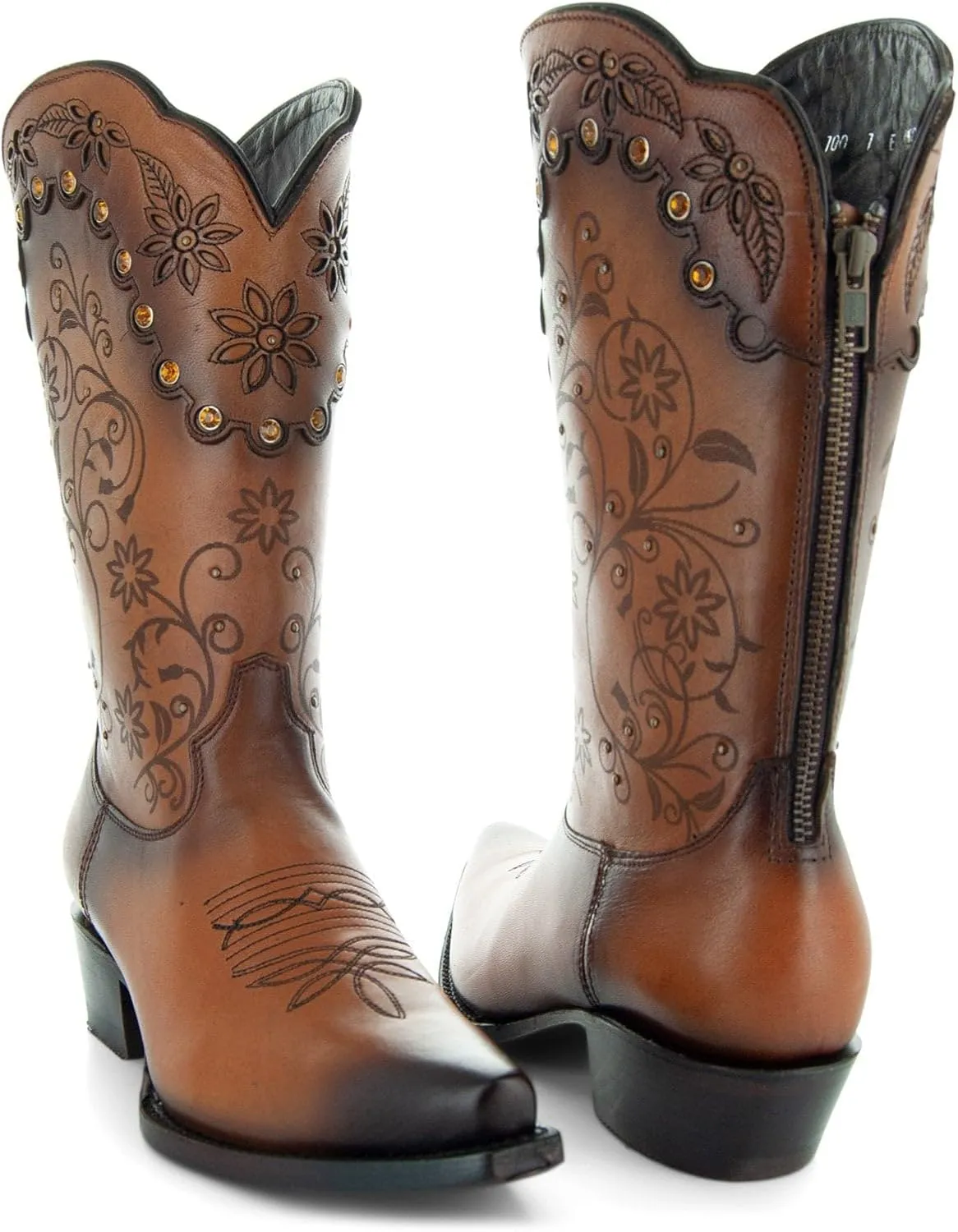 Soto Boots Womens Zippered Burnished Cowgirl Botos M50050