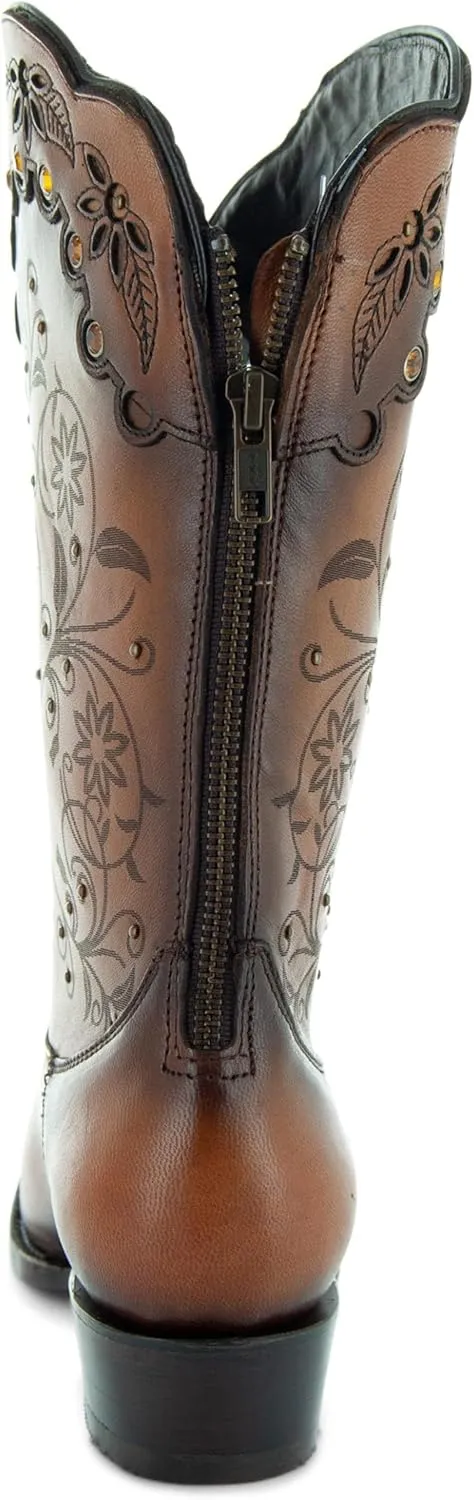 Soto Boots Womens Zippered Burnished Cowgirl Botos M50050