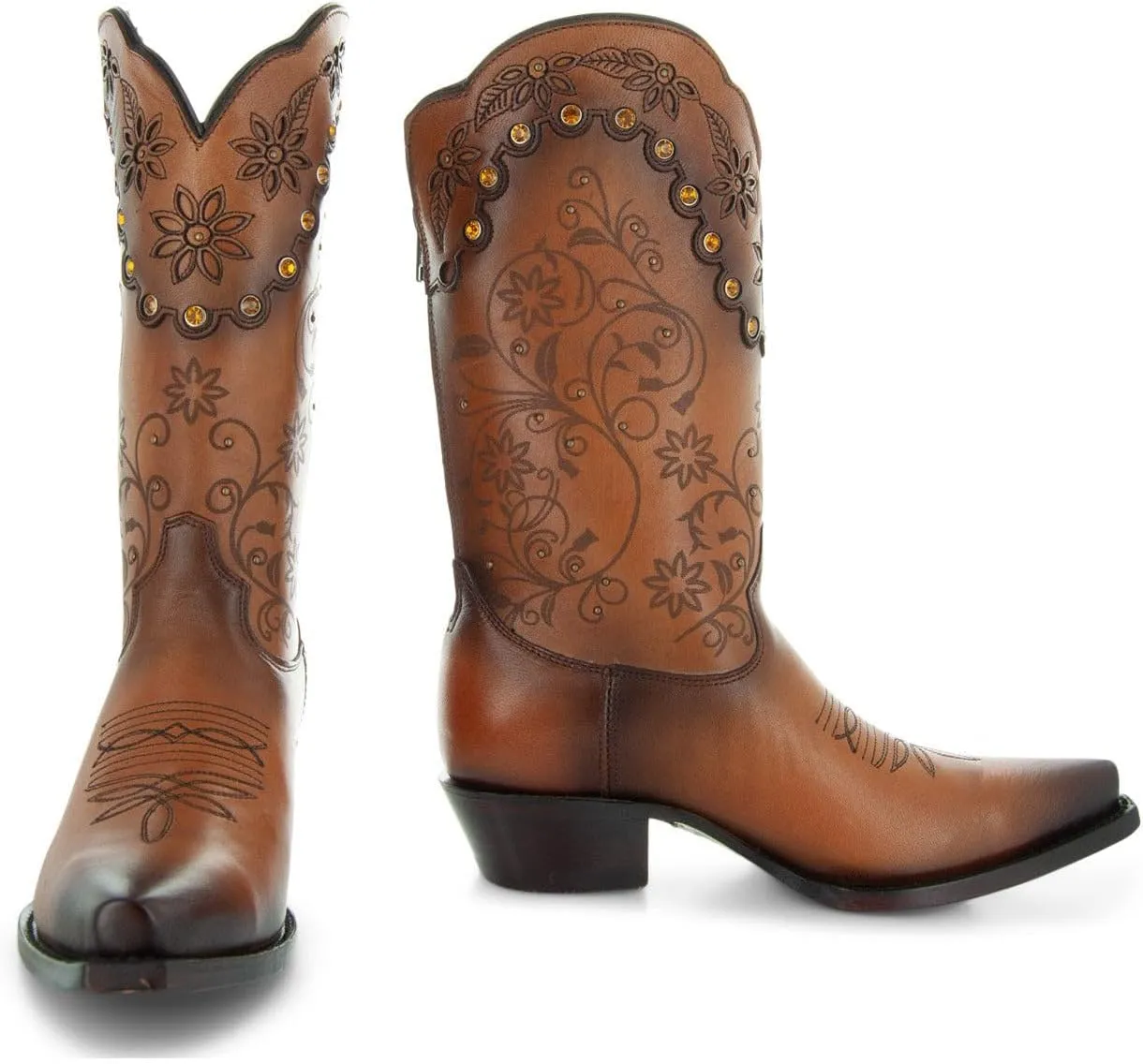 Soto Boots Womens Zippered Burnished Cowgirl Botos M50050