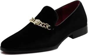 SP34 Men's Vintage Fashion Chain Buckle Dress Loafers Slip On Shoes Tuxedo Dress Shoes