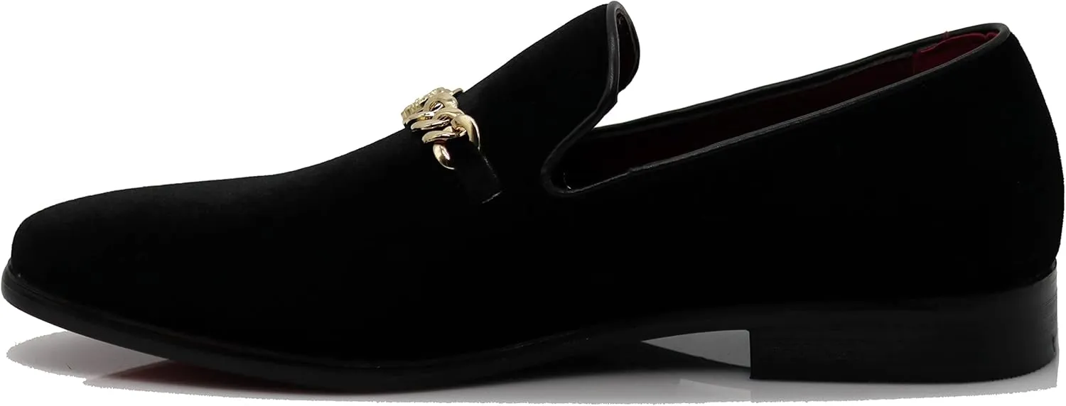 SP34 Men's Vintage Fashion Chain Buckle Dress Loafers Slip On Shoes Tuxedo Dress Shoes
