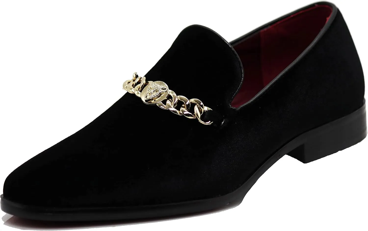 SP34 Men's Vintage Fashion Chain Buckle Dress Loafers Slip On Shoes Tuxedo Dress Shoes
