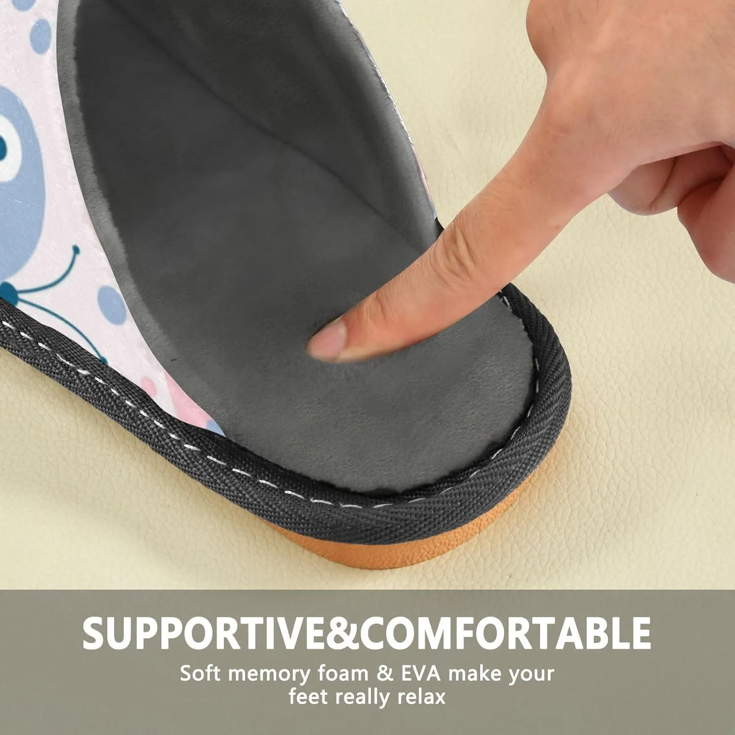 Spa Slippers Indoor House Fuzzy Slippers Soft Memory Foam Non-Slip Home Slipper Winter Shoes For Bedroom Hotel Travel 4-11