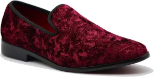 SPK35 Men's Vintage Velvet Flower Designer Dress Loafers Slip On Shoes Classic Tuxedo Dress Shoes