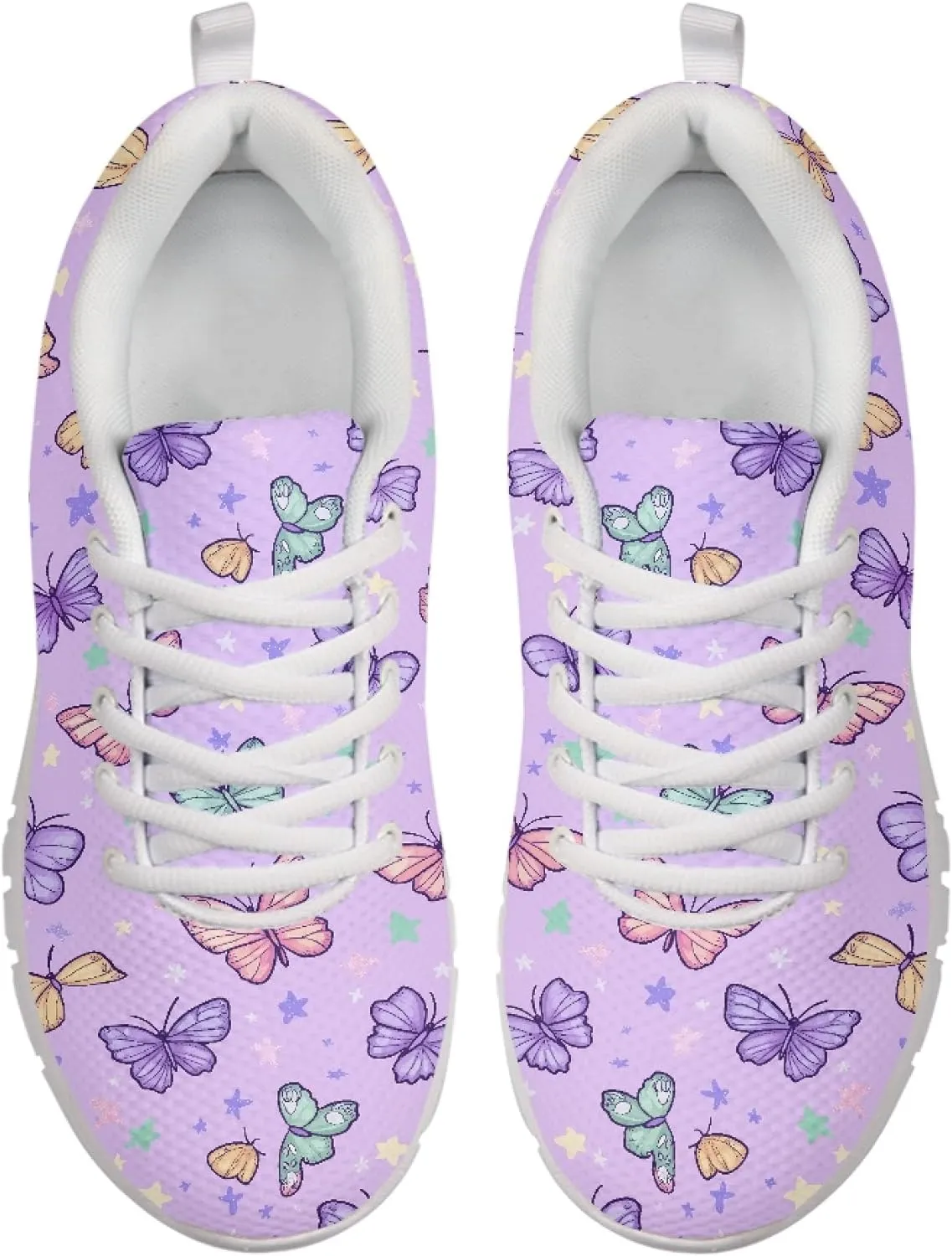 Sports Trainer Running Shoes for Women Teens Girls Causal Travel Sneaker Walking Low Heel Lace up Breathable Flexible