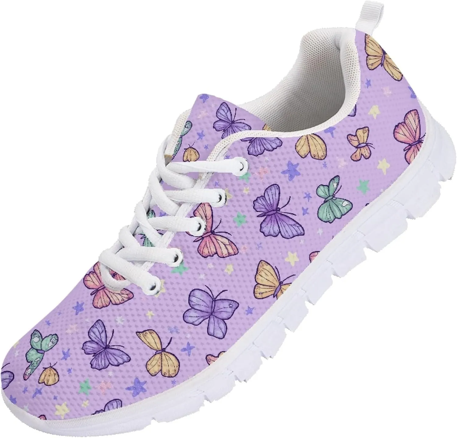 Sports Trainer Running Shoes for Women Teens Girls Causal Travel Sneaker Walking Low Heel Lace up Breathable Flexible