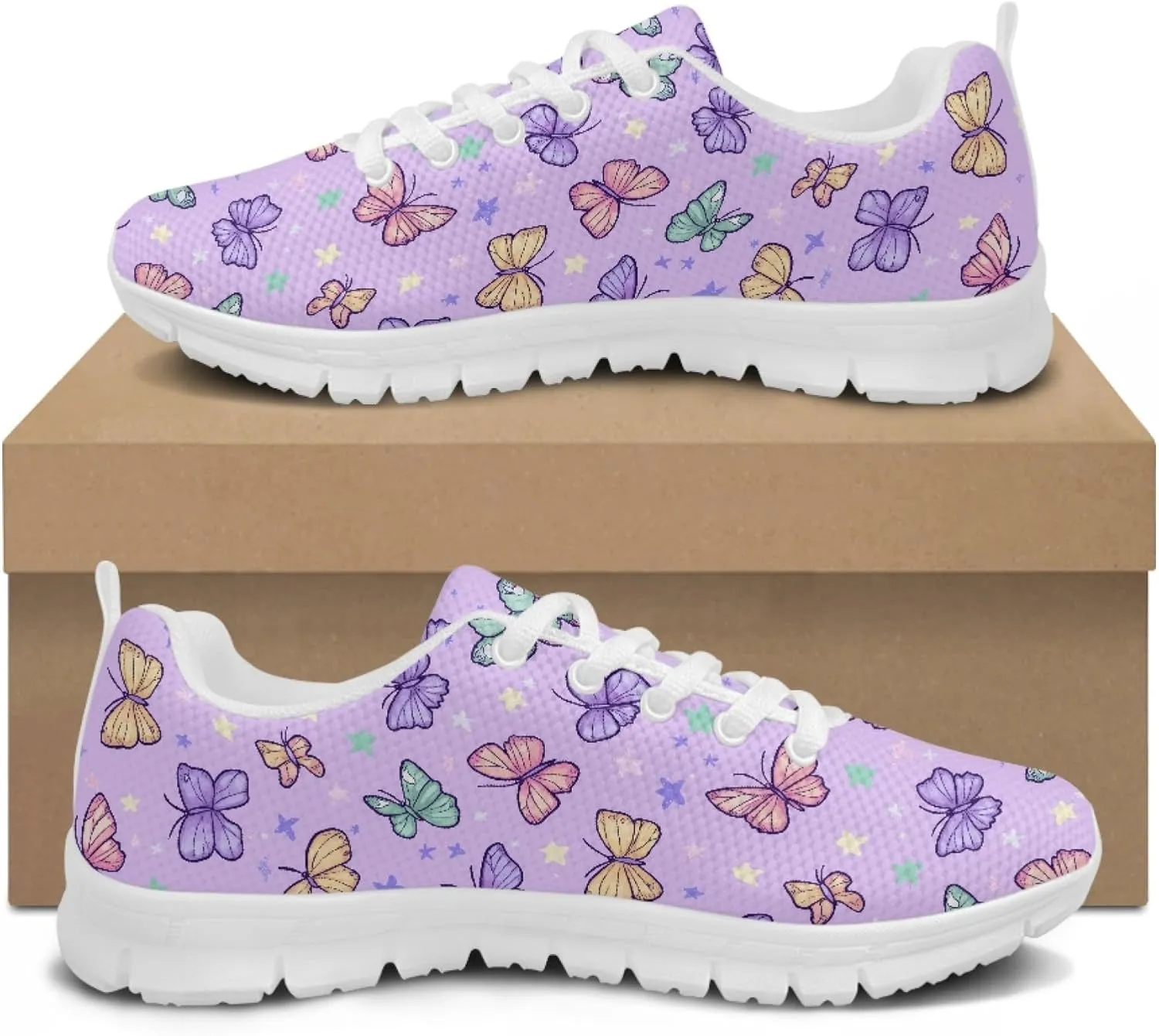 Sports Trainer Running Shoes for Women Teens Girls Causal Travel Sneaker Walking Low Heel Lace up Breathable Flexible