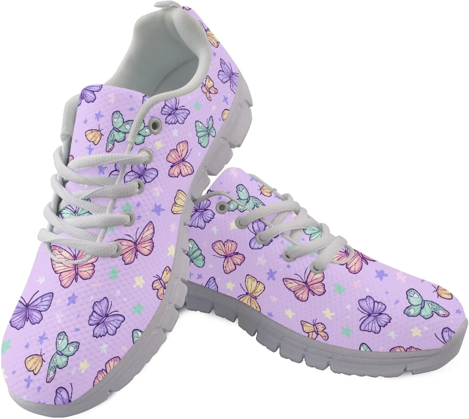 Sports Trainer Running Shoes for Women Teens Girls Causal Travel Sneaker Walking Low Heel Lace up Breathable Flexible