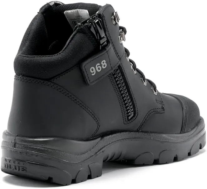 STEEL BLUE 100% COMFORT The Parkes Zip 5-inch Lace Up Hiker Style Work Boot, Black