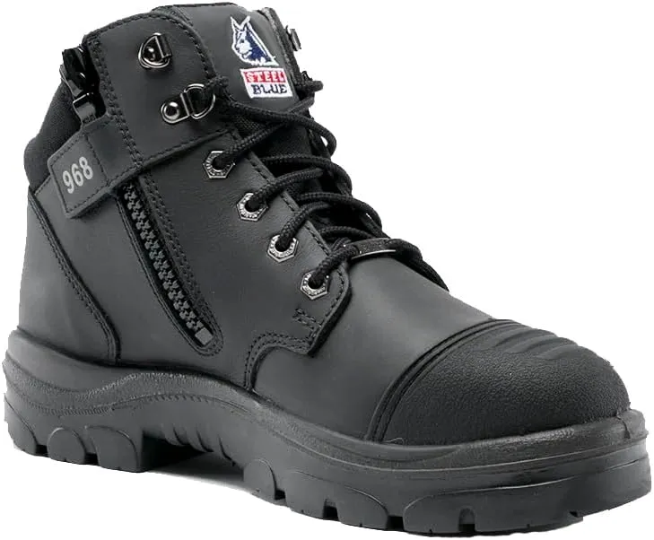 STEEL BLUE 100% COMFORT The Parkes Zip 5-inch Lace Up Hiker Style Work Boot, Black