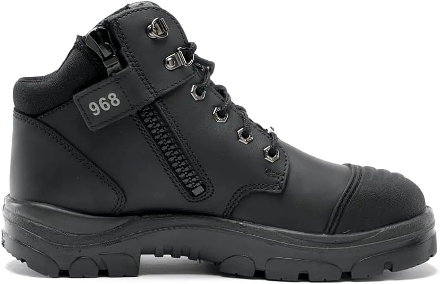STEEL BLUE 100% COMFORT The Parkes Zip 5-inch Lace Up Hiker Style Work Boot, Black