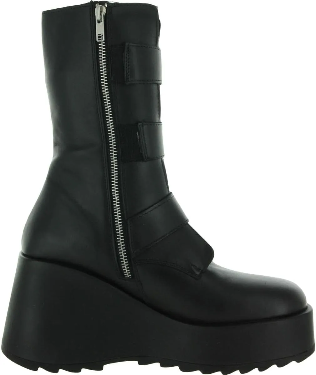 Steve Madden Pasha Black Leather Chelsea Platform Wedge Bootie Ankle Boots