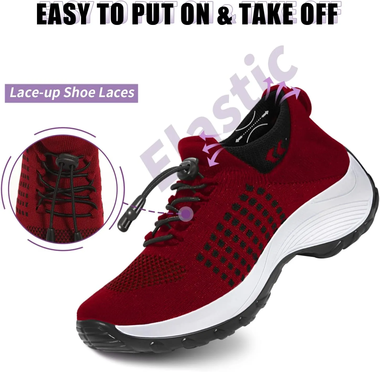 STUNAHOME Orthopedic Sneakers Breathable Women Walking Shoes Slip on Trainers Women's Comfortable Casual Ladies Athletic Shoe Thick Bottom