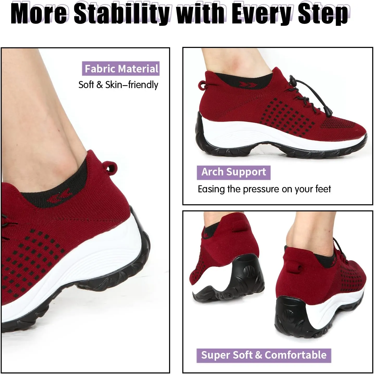 STUNAHOME Orthopedic Sneakers Breathable Women Walking Shoes Slip on Trainers Women's Comfortable Casual Ladies Athletic Shoe Thick Bottom