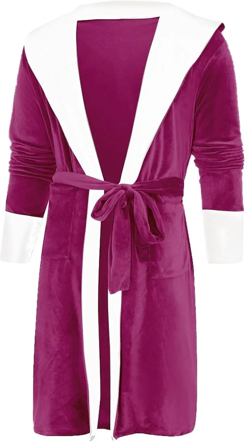 SUWBMHWE Mens Robe with Hood Long Soft Fluffy House Coat Lounge Robes Full Length Bathrobes men Plush Bathrobe Sleepwear