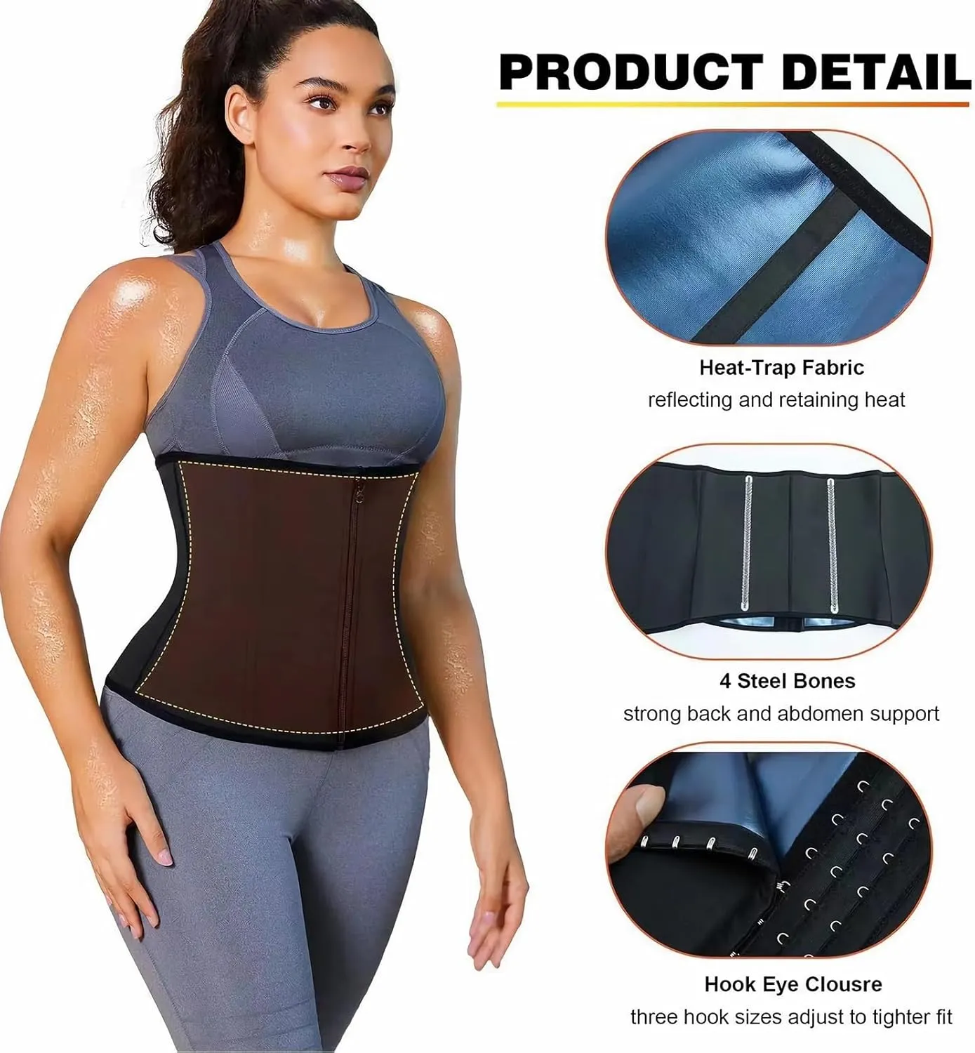 Sweat Waist Trainer for Women Belts Workout Waist Cinchers Trimmer Body Shaper Girdle Workout Sports Sauna Suit