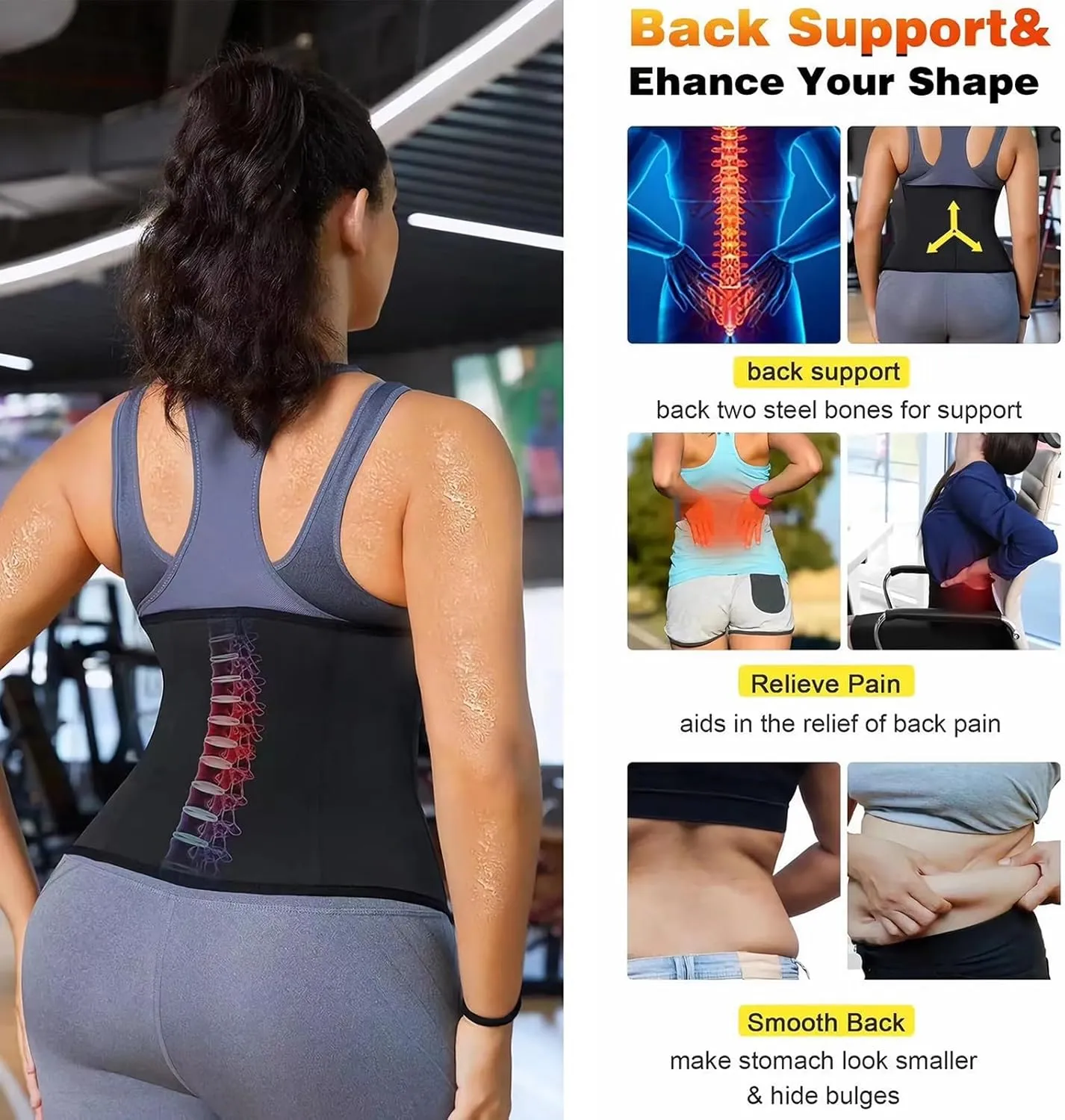 Sweat Waist Trainer for Women Belts Workout Waist Cinchers Trimmer Body Shaper Girdle Workout Sports Sauna Suit
