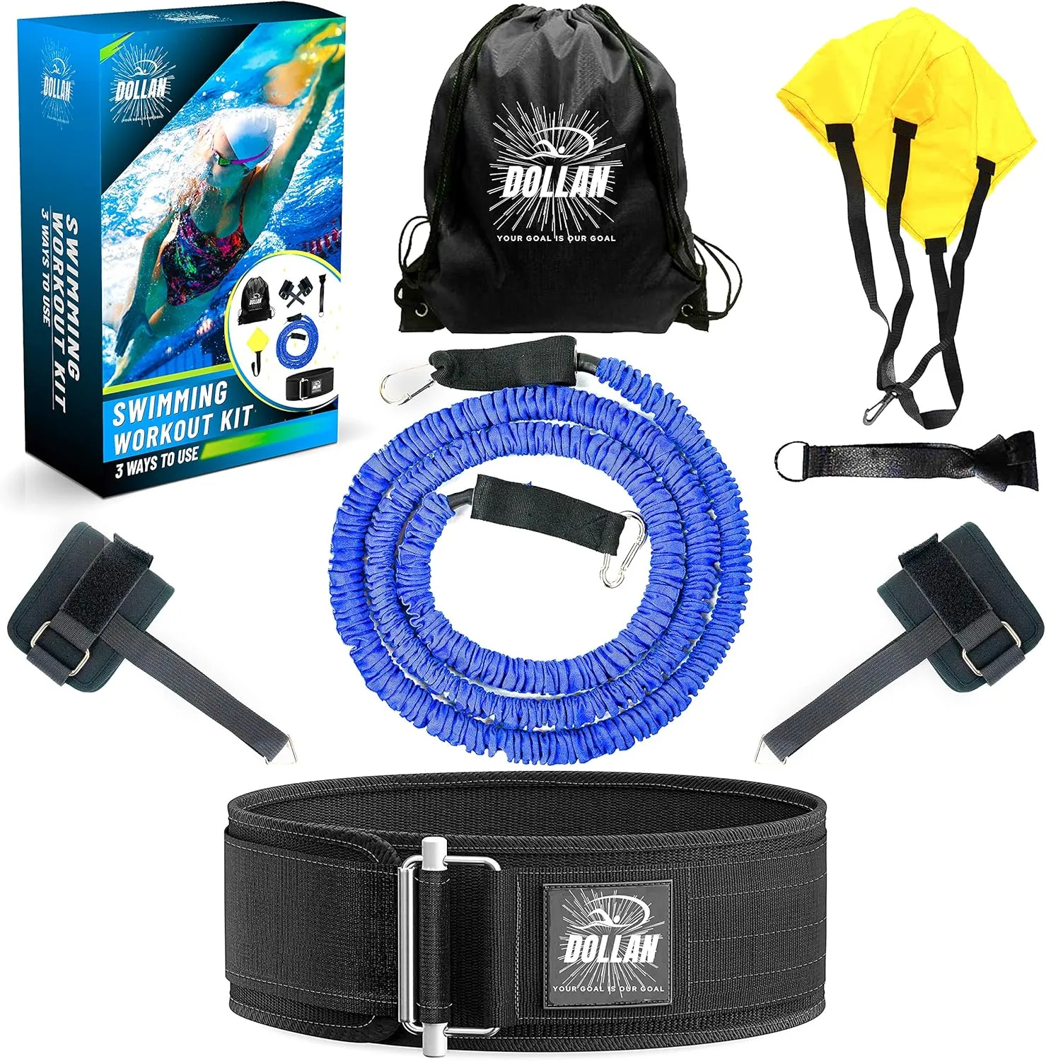 Swim Tether Stationary Swimming System - Resistance Belt & Pool Harness for Training