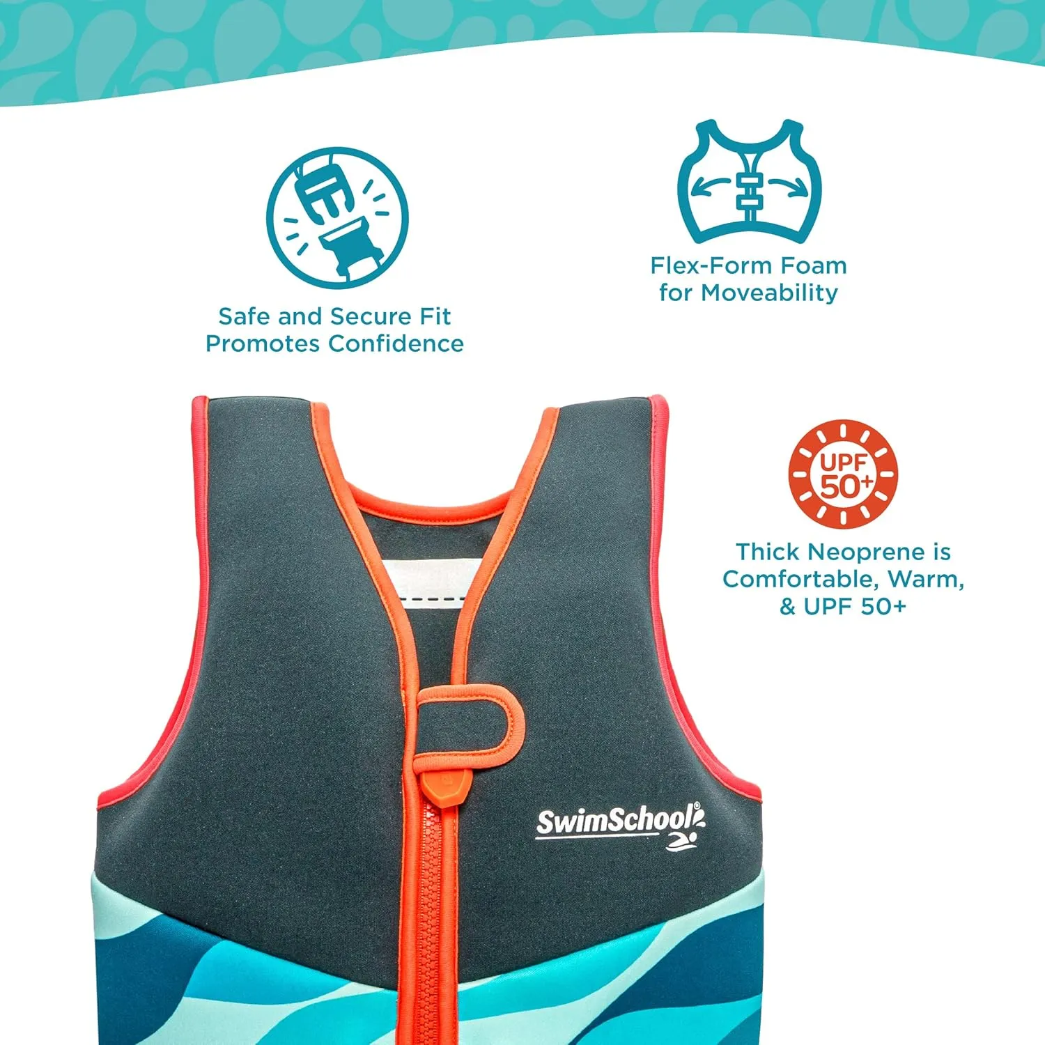 SwimSchool Kids Swim Trainer Vests for Toddlers Ages 2-6 – Boys/Girls – Multiple Colors/Styles – Learn to Swim Floaties